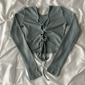 Garage Light Blue Cropped Top